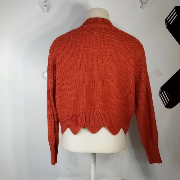 No Comment Burnt Orange Cable Knit Sweater Top Sz Lg - Picture 6 of 7